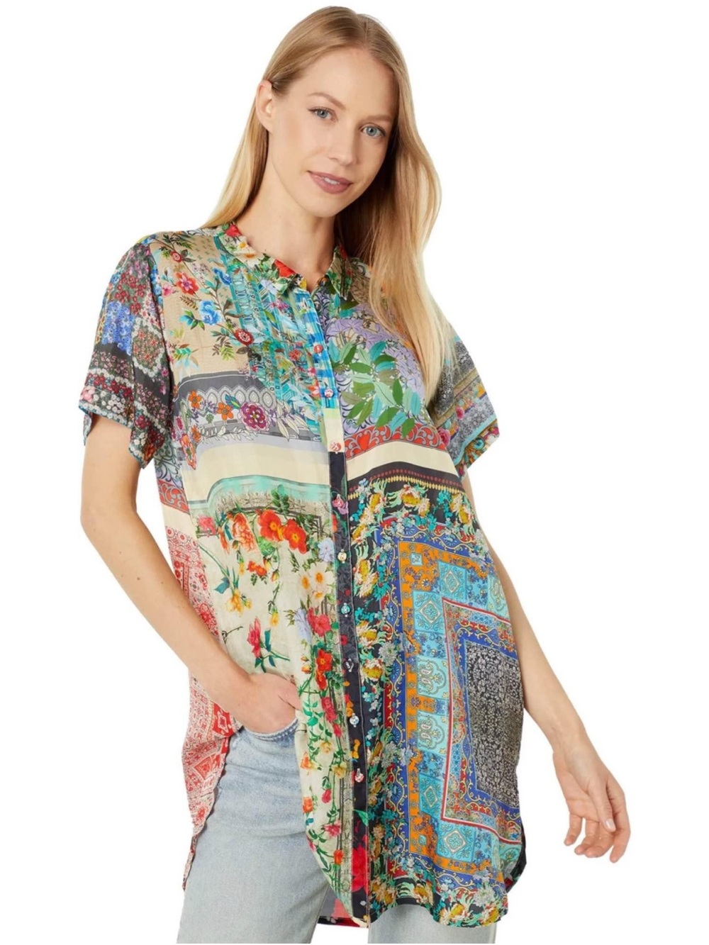 Johnny Was Callaway Tasha Patchwork Tunic Small